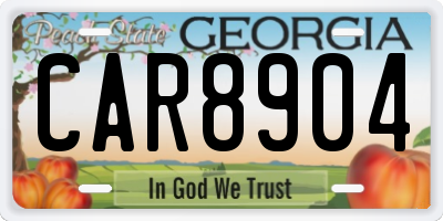 GA license plate CAR8904