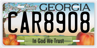 GA license plate CAR8908