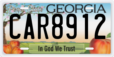 GA license plate CAR8912