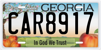 GA license plate CAR8917