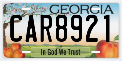 GA license plate CAR8921