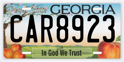 GA license plate CAR8923