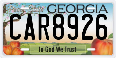 GA license plate CAR8926