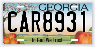 GA license plate CAR8931