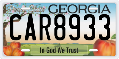 GA license plate CAR8933