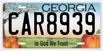 GA license plate CAR8939