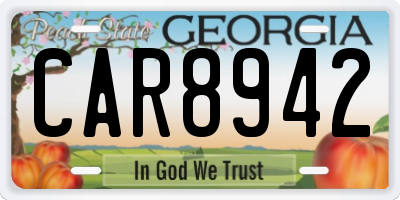 GA license plate CAR8942