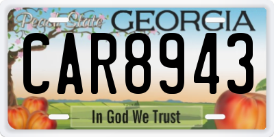 GA license plate CAR8943