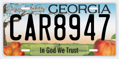 GA license plate CAR8947