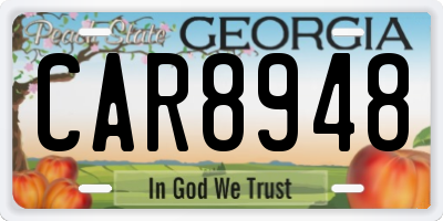 GA license plate CAR8948