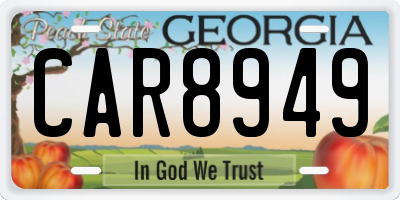 GA license plate CAR8949