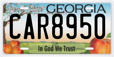 GA license plate CAR8950