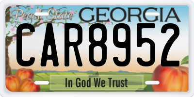 GA license plate CAR8952