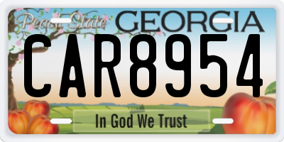 GA license plate CAR8954