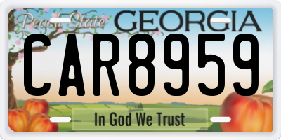 GA license plate CAR8959