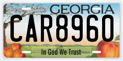 GA license plate CAR8960