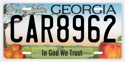 GA license plate CAR8962