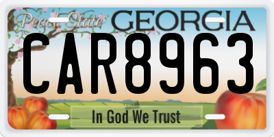 GA license plate CAR8963