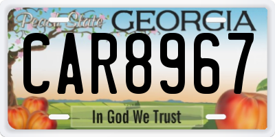 GA license plate CAR8967