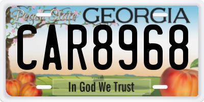 GA license plate CAR8968