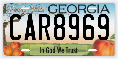 GA license plate CAR8969