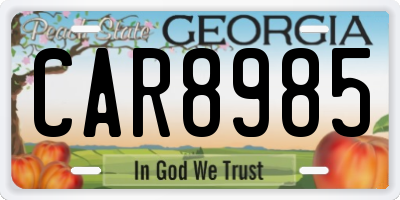 GA license plate CAR8985