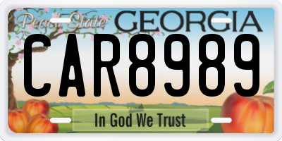 GA license plate CAR8989