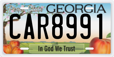 GA license plate CAR8991