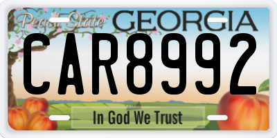 GA license plate CAR8992