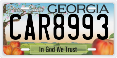 GA license plate CAR8993