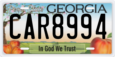 GA license plate CAR8994