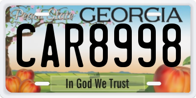 GA license plate CAR8998