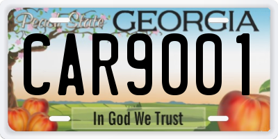 GA license plate CAR9001