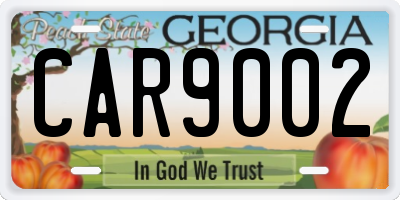 GA license plate CAR9002