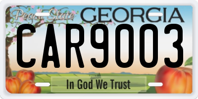 GA license plate CAR9003