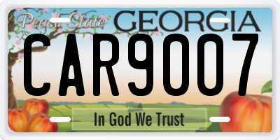 GA license plate CAR9007