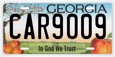 GA license plate CAR9009