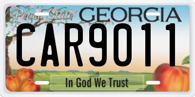 GA license plate CAR9011