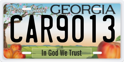 GA license plate CAR9013