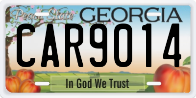 GA license plate CAR9014