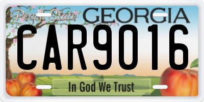 GA license plate CAR9016