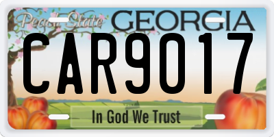 GA license plate CAR9017