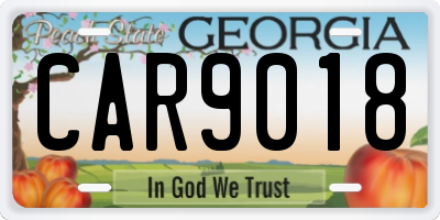 GA license plate CAR9018
