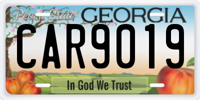 GA license plate CAR9019