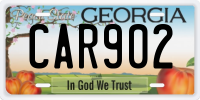 GA license plate CAR902