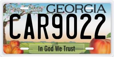 GA license plate CAR9022