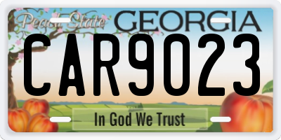 GA license plate CAR9023