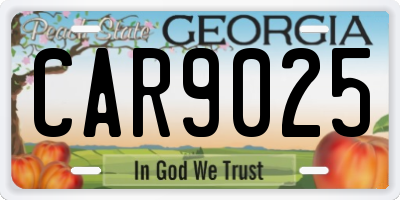 GA license plate CAR9025