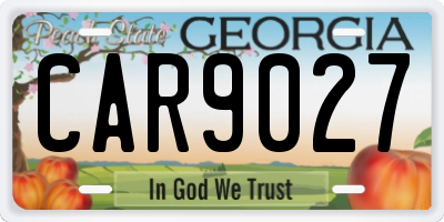 GA license plate CAR9027