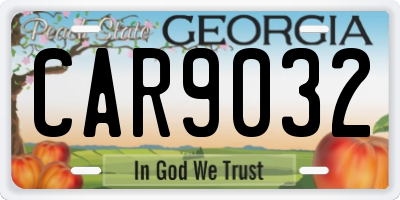 GA license plate CAR9032